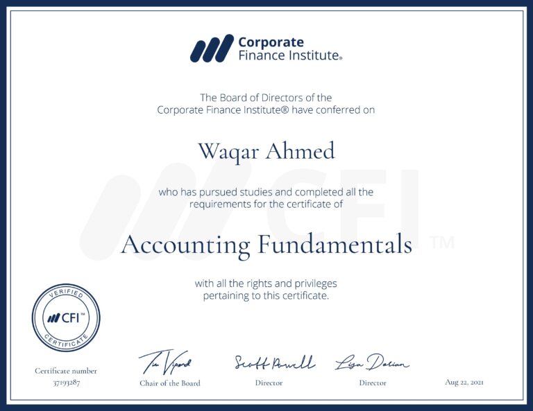 Accounting and Finance Professional Waqar, USA, education and certifications