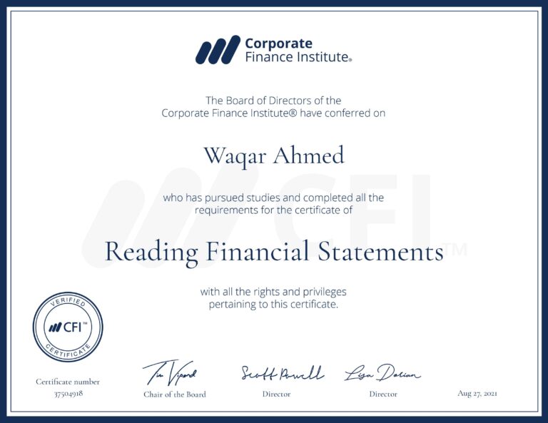 Accounting and Finance Professional Waqar, USA, education and certifications